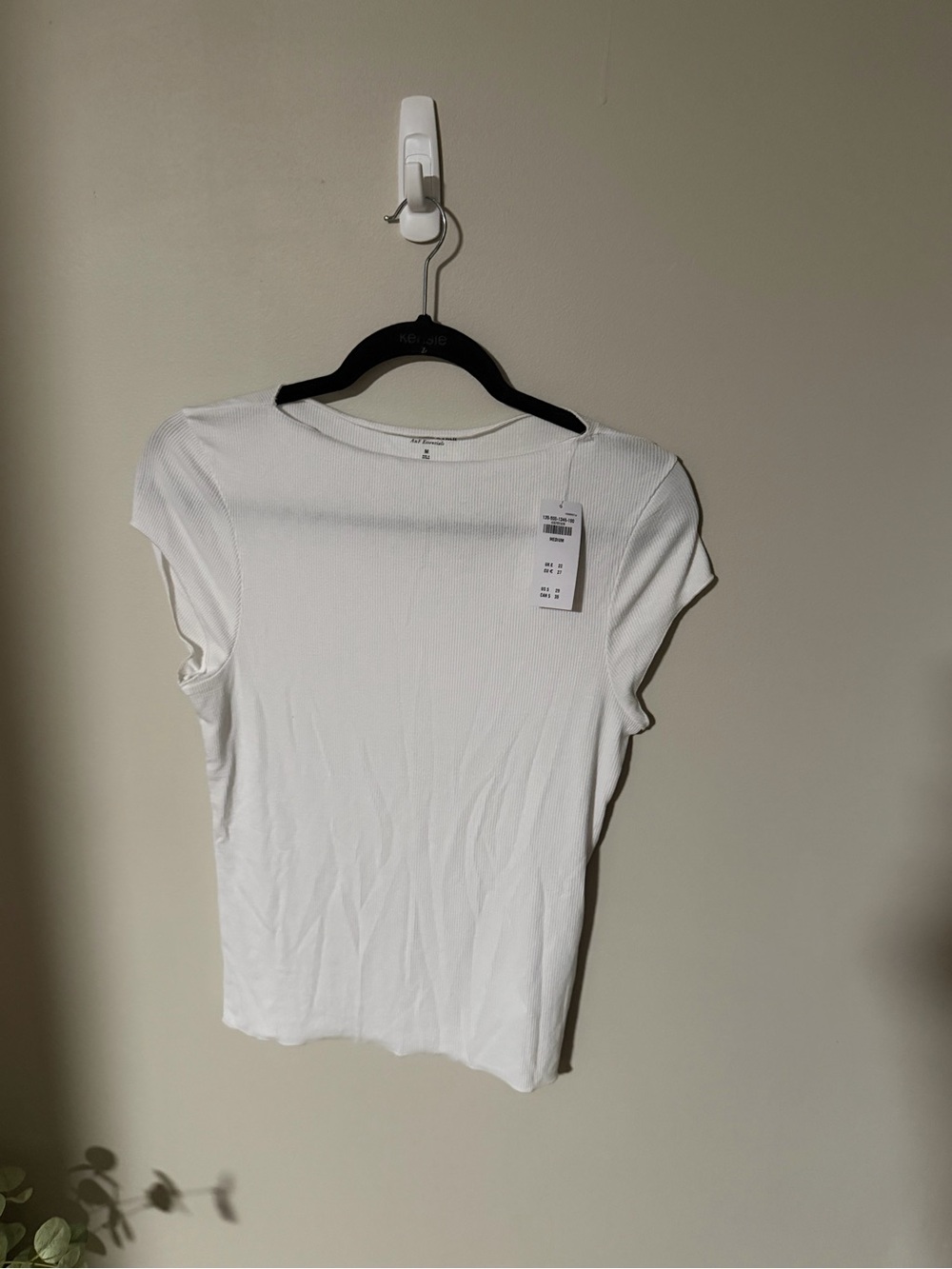 Abercrombie & Fitch White Ribbed Short Sleeve Tee